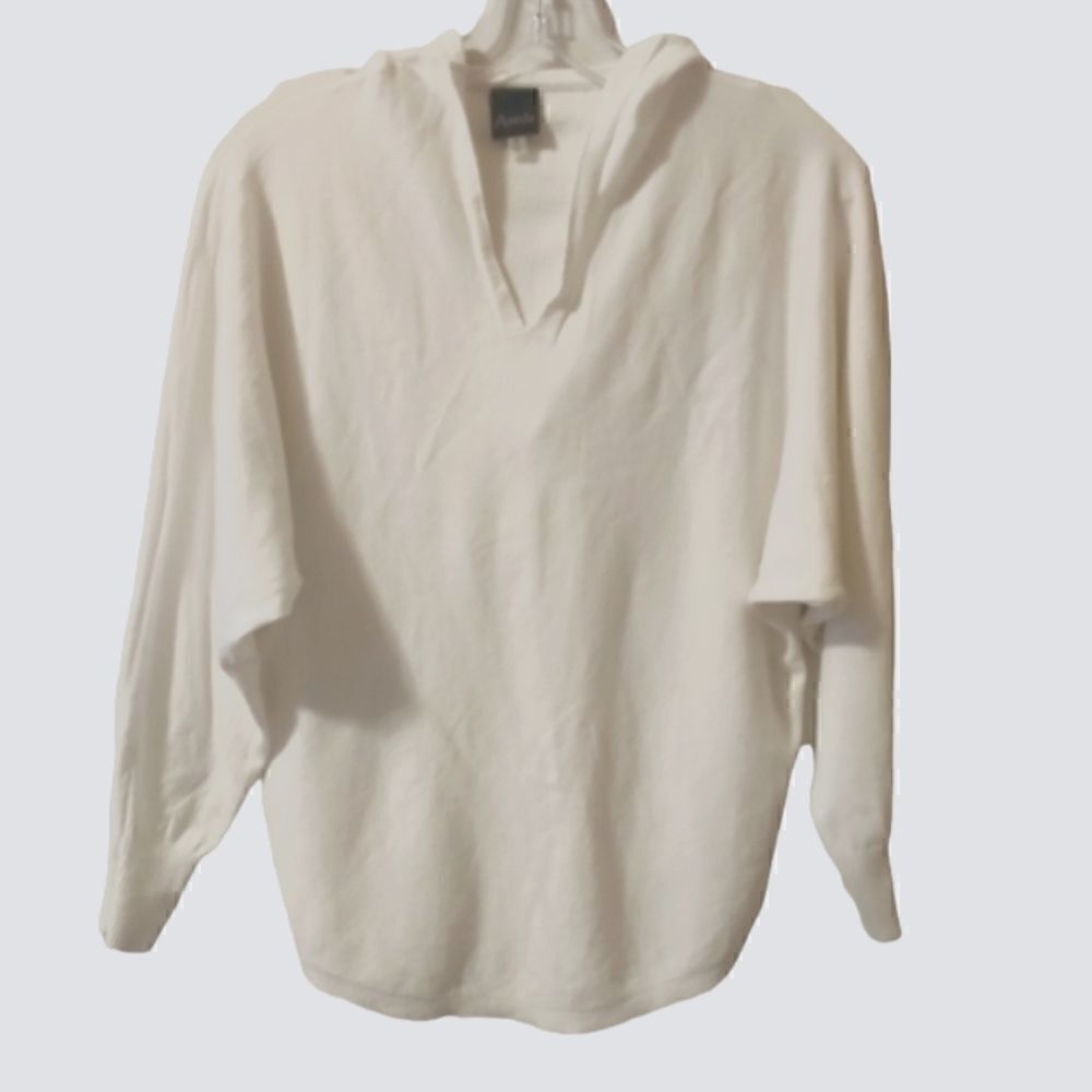 Aaeda hooded white pullover sweater sweatshirt size S - Picture 3 of 5